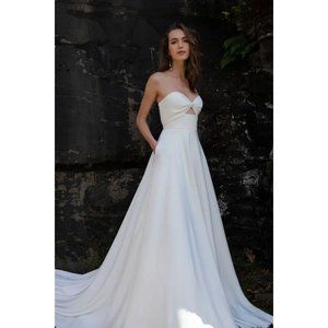 Jenny Yoo White Strapless Cutout A-Line Wedding Dress